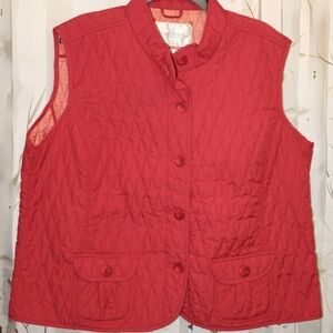 Van Heusen Red Quilted Vest‎ button pockets, Size XXL